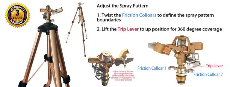 Orbit Heavy Duty Messing-Rasensprenger Auf Stativ – Verstellbar Bis 24,4 M Radius, Für Große Gärten